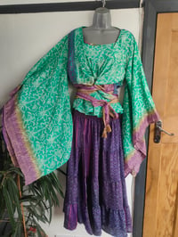 Image 1 of Kimono and cami top Set-jade and 💜 purple