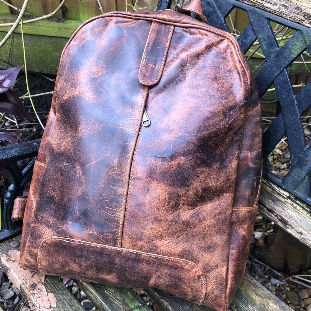 Image of Handmade Leather Backpack -Buffalo Crunch #B
