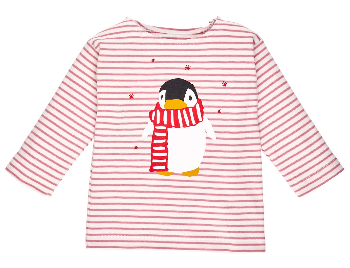 Image of Altrosa gestreiftes Shirt mit einem gedruckten Pinguin Art.360227 (C)