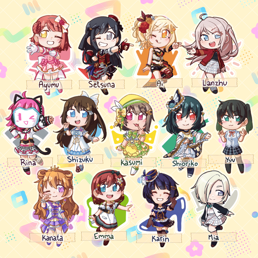 Image of Love Live!! Nijigasaki! Acrylic Charms by Robin (PRE-ORDER)