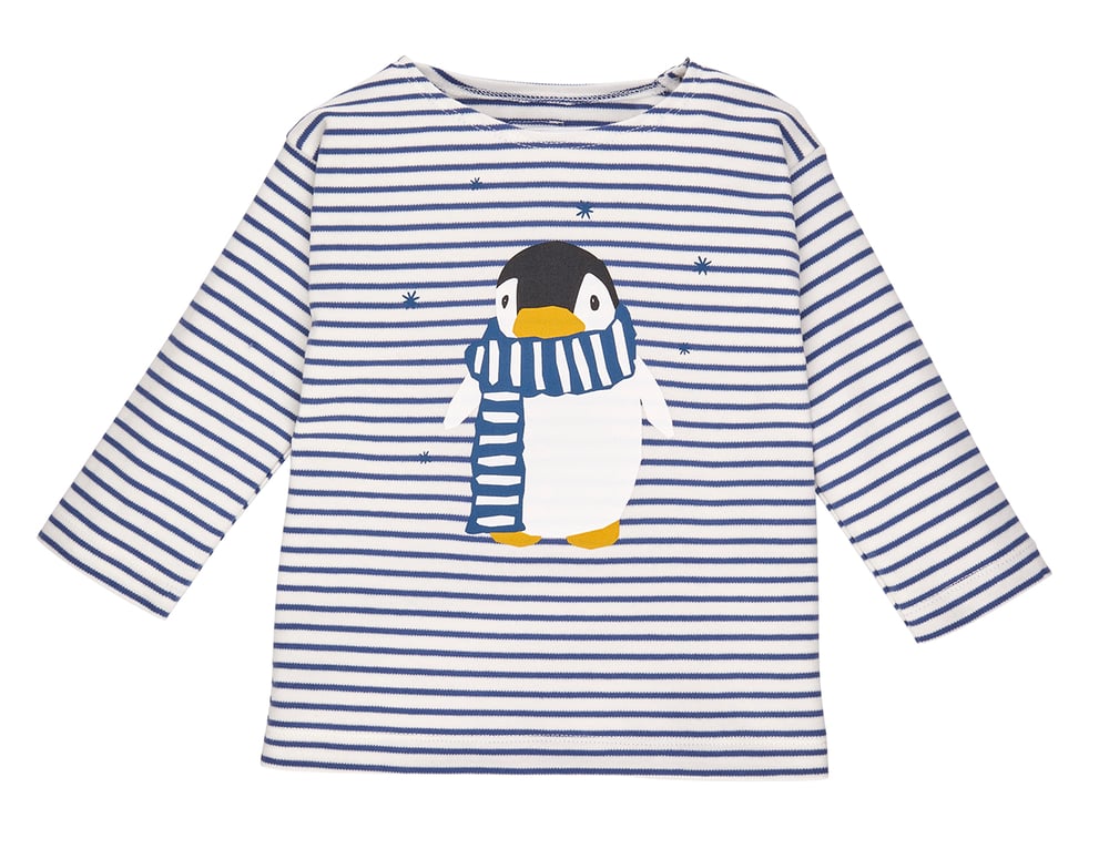 Image of Blau gestreiftes Shirt mit einem gedruckten Pinguin Art.260225 (C)