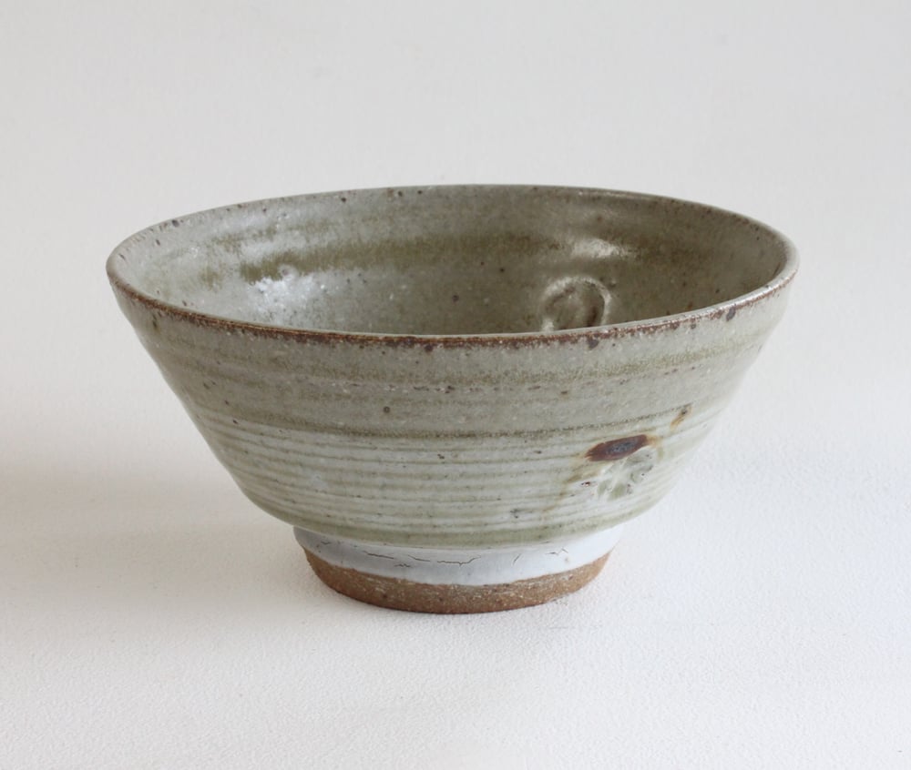 Image of Ash glazed, Stamped footed bowl