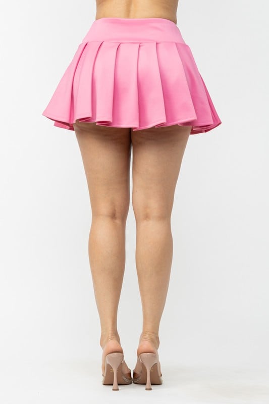 Image of 3PACK All Over Pleated Mini Skirt -pink