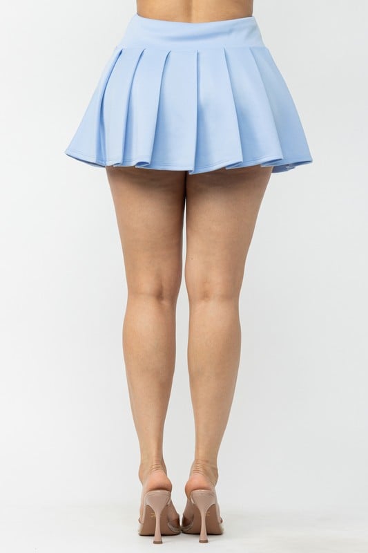 Image of 3PACK All Over Pleated Mini Skirt -BLUE