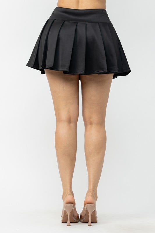 Image of 3PACK All Over Pleated Mini Skirt-BLACK