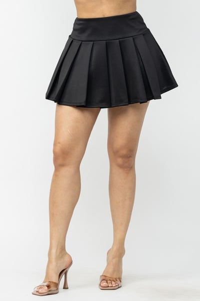 Image of 3PACK All Over Pleated Mini Skirt-BLACK