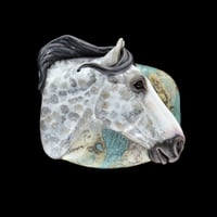 Image 1 of XXL. Grafton - Dapple Grey Horse - Flamework Glass Sculpture Bead