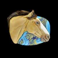 Image 1 of XXL. Hawk - Honey Dun Horse - Flamework Glass Sculpture Bead