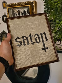 Image 2 of "Jesus/Satan ambigram" 1800's bible page with preserved spider web B