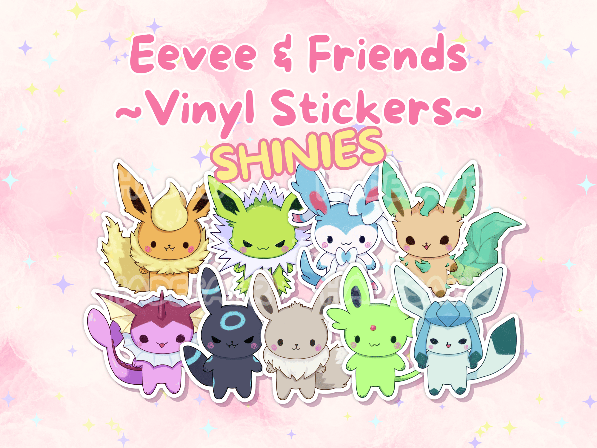 Shiny Eevee & Eeveelutions Glossy Vinyl Stickers | hadesaur