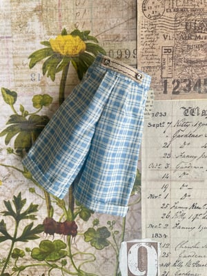 Image of Cropped check trouser - Light blue