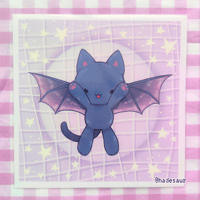 Image of Bat Kitty Square Art Print, 148 x 148 mm
