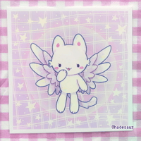 Image of Angel Kitty Square Art Print, 148 x 148 mm
