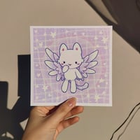 Image of Angel Kitty Square Art Print, 148 x 148 mm