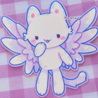 Image of Angel Kitty Glitter Stardust Vinyl Waterproof Sticker