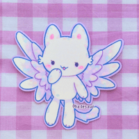 Image of Angel Kitty Glitter Stardust Vinyl Waterproof Sticker