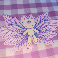 Image of Biblically Accurate Angel Kitty Glitter Stardust Waterproof Sticker