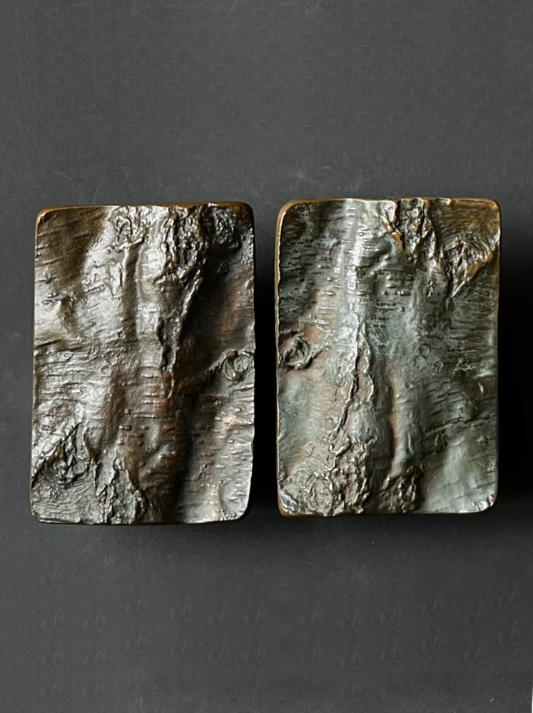Image of Set of Two Bronze Door Handles with Tree Bark Design