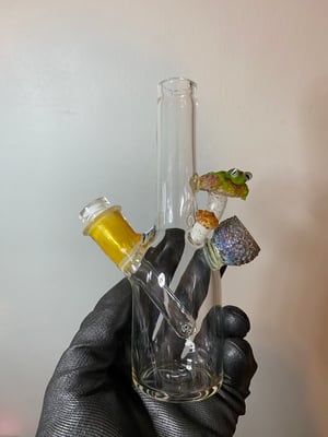 Image of 10mm Sake jammer with geode, frog, and mushrooms.