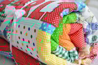Image 1 of Classic Red Patchwork Baby Blanket 