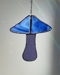 Image 3 of Stained Glass Mushroom – Iridescent Marble Blue / Purple (Small)