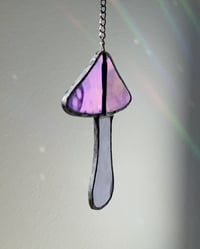 Image 2 of Stained Glass Mushroom – Iridescent Marble Blue / Purple (Small)
