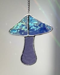 Image 1 of Stained Glass Mushroom – Iridescent Cobalt / Purple (Small)