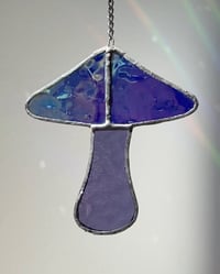 Image 2 of Stained Glass Mushroom – Iridescent Cobalt / Purple (Small)