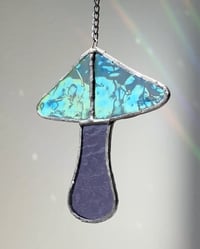 Image 4 of Stained Glass Mushroom – Iridescent Cobalt / Purple (Small)