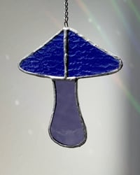 Image 5 of Stained Glass Mushroom – Iridescent Cobalt / Purple (Small)