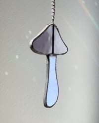 Image 3 of Stained Glass Mushroom – Purple / Iridescent Marble Baby Blue (Small)