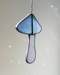Image 3 of Stained Glass Mushroom – Bright Sheen-y Blue / Purple (Small)