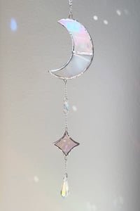 Image 5 of  Stained Glass Moon + Star Mobile