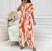 Image 4 of Fashion Jumpsuits for Women Dressy Short Sleeve Smocked High Waist Wide Leg Pants Loose Romper Outfi