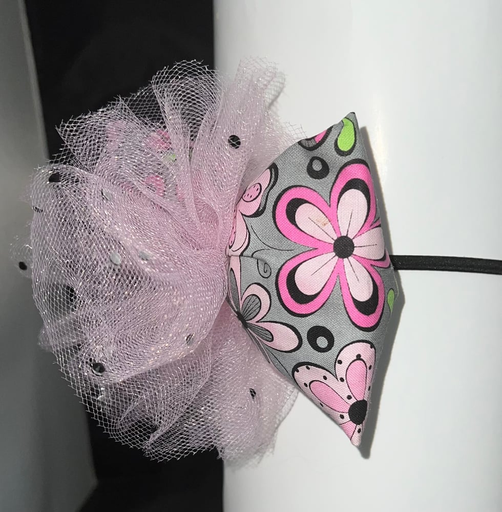 Image of PUFFIE BOW/Pink Ebony Headband 