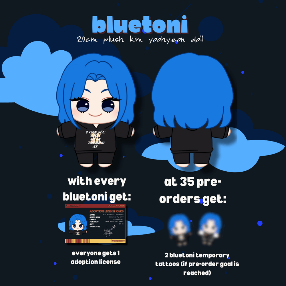 Image of 'dollcatcher: bluetoni' 20cm plush doll PRE-ORDER