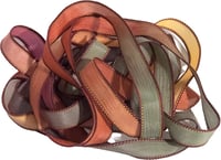 Image 3 of 1PC. TURNING LEAVES 42" hand dyed wrist wrap bracelet silk ribbon/by COLOR KISSED SILK