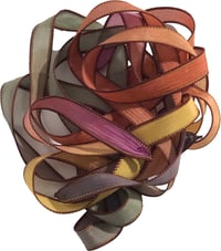 Image 6 of 1PC. TURNING LEAVES 42" hand dyed wrist wrap bracelet silk ribbon/by COLOR KISSED SILK
