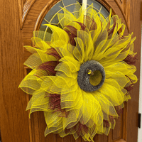 Image 3 of Yellow and Burgundy Sunflower Wreath