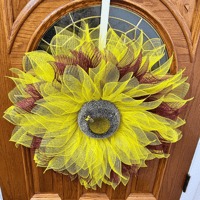 Image 4 of Yellow and Burgundy Sunflower Wreath