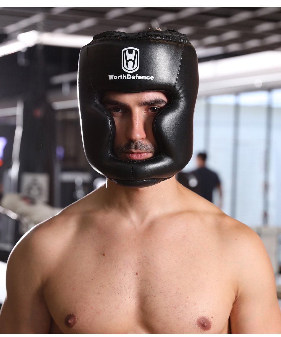 WOSWEIR Kick Boxing Helmet PU Karate Muay Thai Guantes De Boxeo Free Fight MMA Sanda Men and women