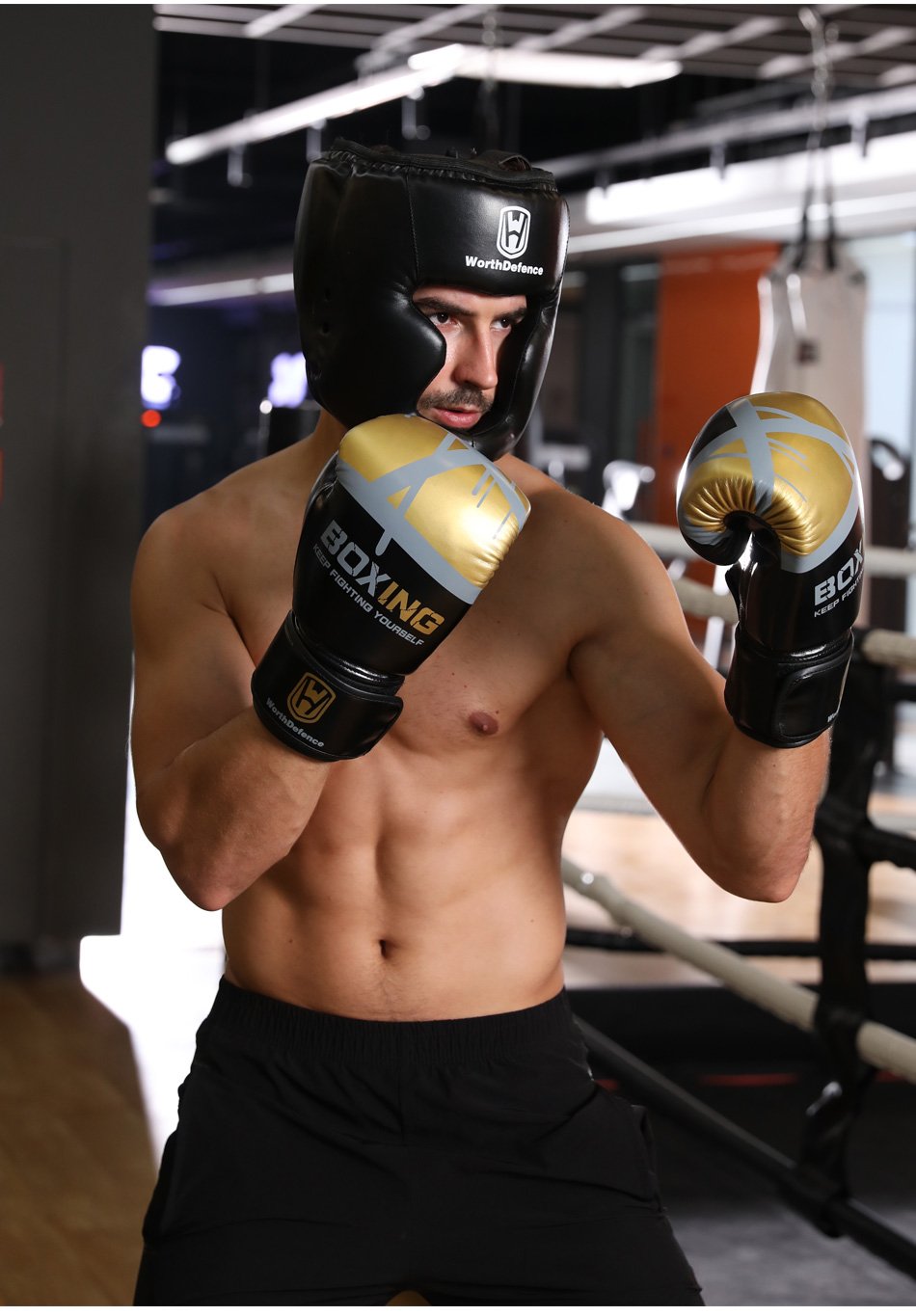 WOSWEIR Kick Boxing Helmet PU Karate Muay Thai Guantes De Boxeo Free Fight MMA Sanda Men and women