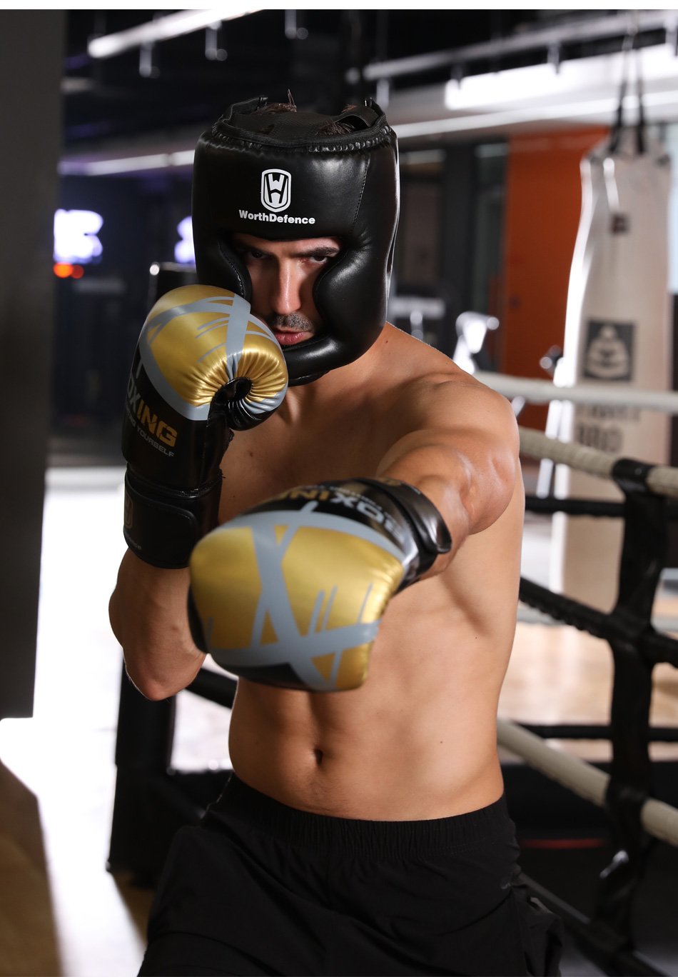 WOSWEIR Kick Boxing Helmet PU Karate Muay Thai Guantes De Boxeo Free Fight MMA Sanda Men and women