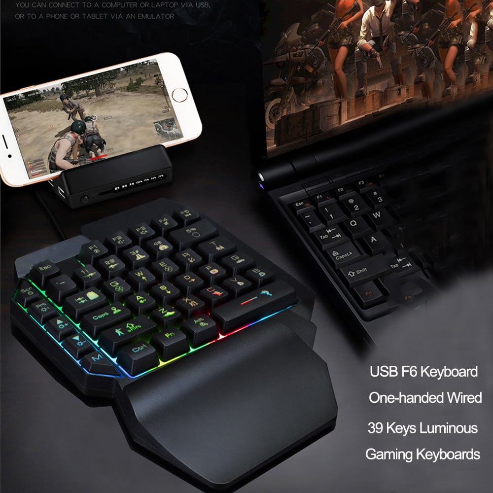 39 Key Mechanical Keyboard Gaming, RGB USB Wired Mouse Gamer Keypad Backlight Game Controller