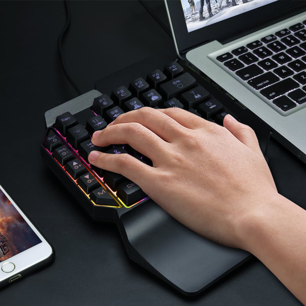 39 Key Mechanical Keyboard Gaming, RGB USB Wired Mouse Gamer Keypad Backlight Game Controller