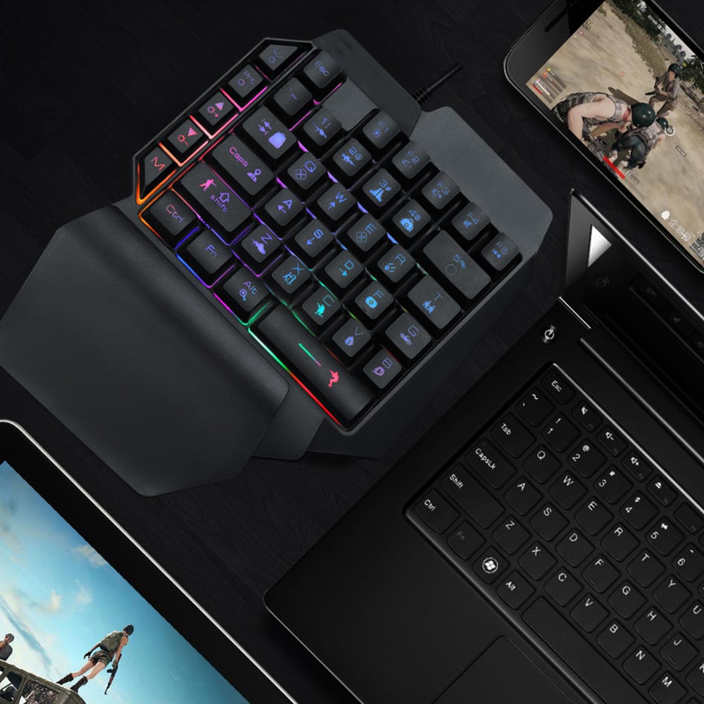 39 Key Mechanical Keyboard Gaming, RGB USB Wired Mouse Gamer Keypad Backlight Game Controller