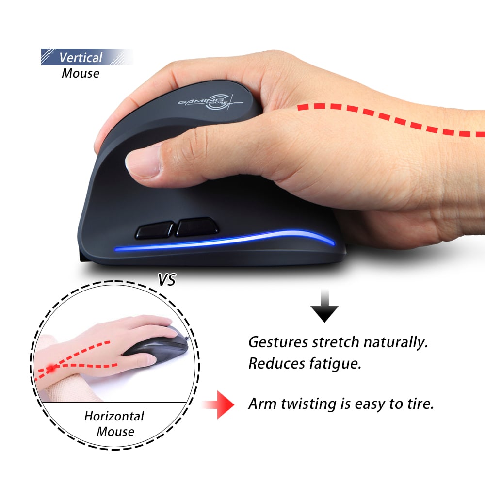 ZELOTES F-35B Wireless Gaming Mouse 2.4G+BT3.0+BT5.0 Three-mode Ergonomic Vertical Mouse 3-gear
