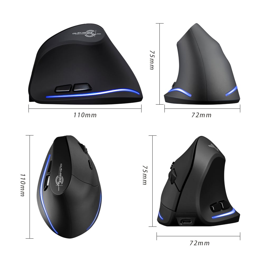 ZELOTES F-35B Wireless Gaming Mouse 2.4G+BT3.0+BT5.0 Three-mode Ergonomic Vertical Mouse 3-gear