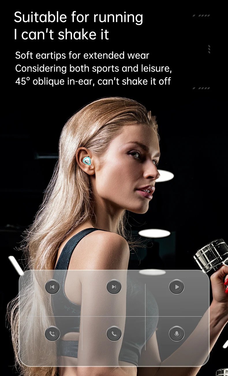 M45 TWS Wireless Bluetooth Headset Stereo Earbuds HiFi Sound Headset Gamer In-Ear Digital Display