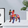 French Bulldog Statue Graffiti Art Sculpture for Home Office Decor Accents Living Room Entrance